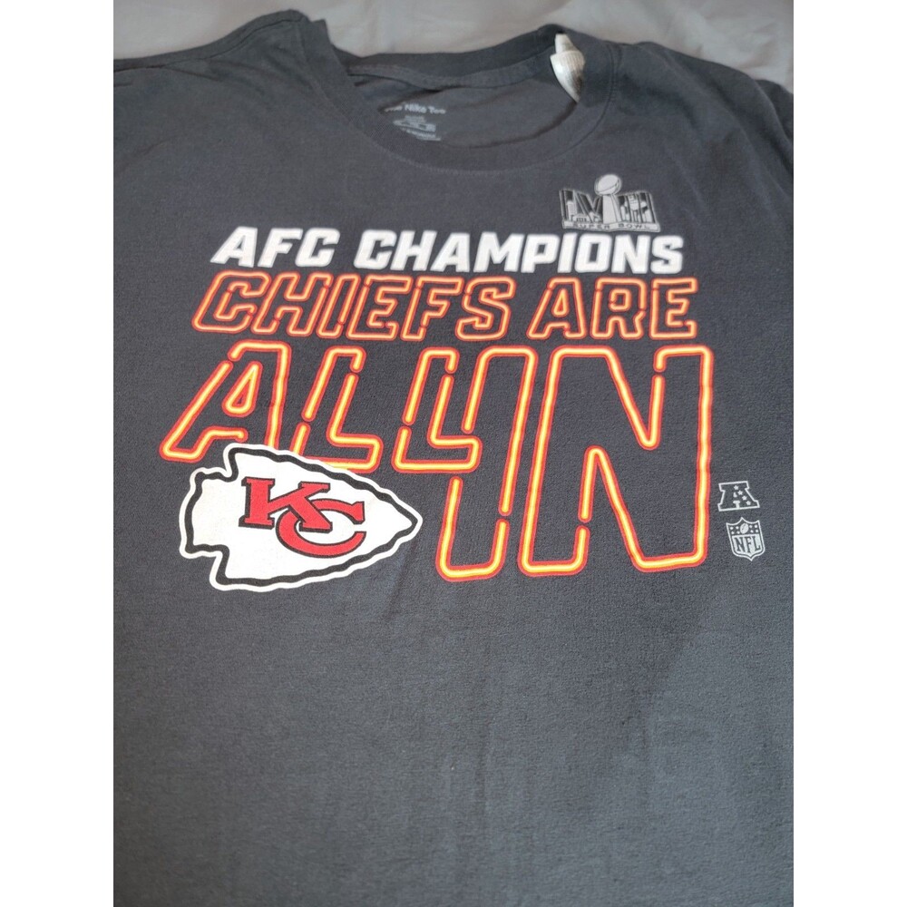 Nike Kansas City Chiefs AFC Champions All In T Shirt Mens XXL Gray NFL Football